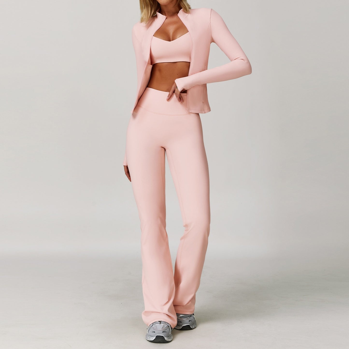 FULL THREE PIECE SET Tight Quick-drying Fitness Yoga Outdoor Running Sports Three-piece Suit