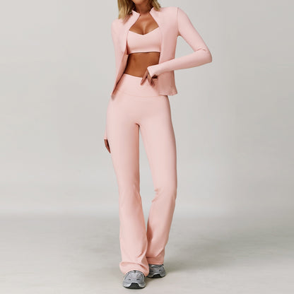 FULL THREE PIECE SET Tight Quick-drying Fitness Yoga Outdoor Running Sports Three-piece Suit