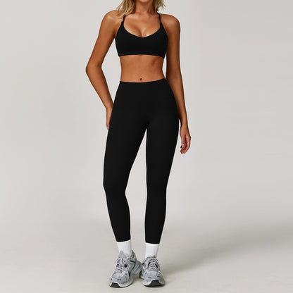 BRA & BOTTOM Tight Quick-drying Fitness Sanding Yoga Suit